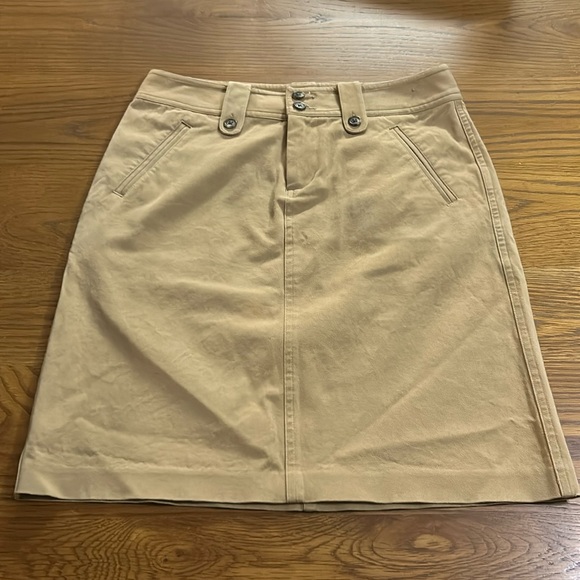 Lauren Ralph Lauren Size 4 Petite Khaki Brown Pencil Skirt Safari Style like new - Picture 1 of 7